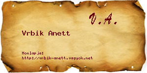 Vrbik Anett névjegykártya